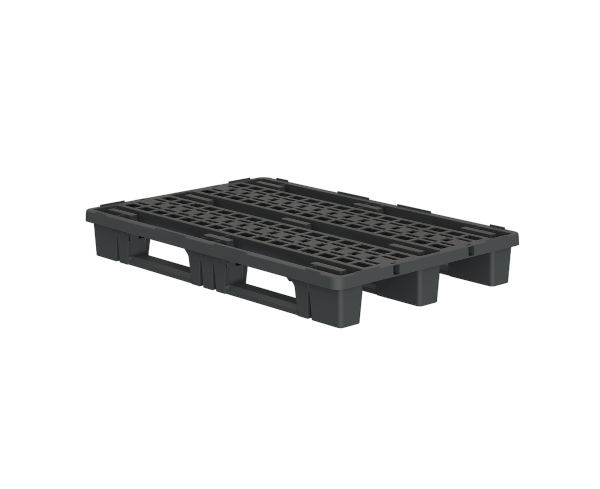 Пластиковый паллет 1200x800x153 мм перфорированный на 3 полозьях с бортиком