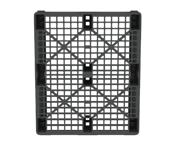 Пластиковый паллет 1200x1000x145 мм перфорированный на 2 полозьях с бортиком