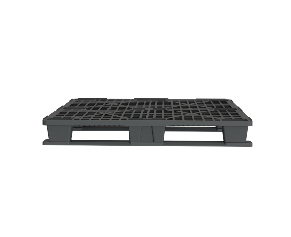 Пластиковый паллет 1200x1000x145 мм перфорированный на 3 полозьях с бортиком