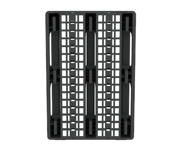 Пластиковый паллет 1200x800x153 мм перфорированный на 3 полозьях с бортиком