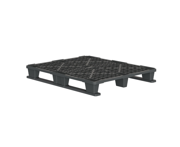 Пластиковый паллет 1200x1000x145 мм перфорированный на 2 полозьях с бортиком