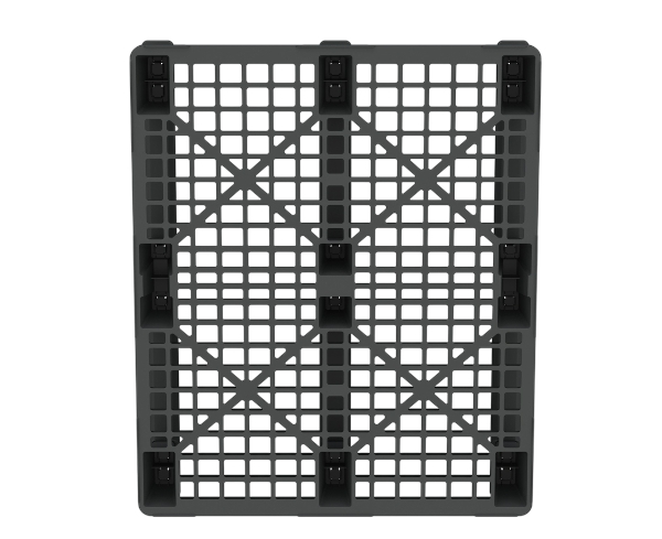Пластиковый паллет 1200x1000x145 мм перфорированный на 3 полозьях с бортиком