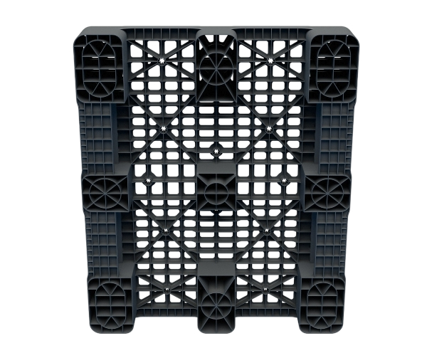Пластиковый паллет 1200x1000x150 мм перфорированный на 2 полозьях с бортиком