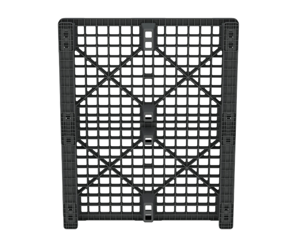 Пластиковый паллет 1200x1000x145 мм перфорированный на 2 полозьях с бортиком