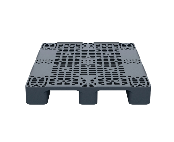 Пластиковый паллет 1200x1000x150 мм перфорированный на 2 полозьях с бортиком