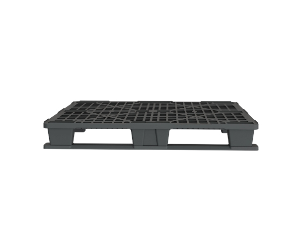 Пластиковый паллет 1200x1000x145 мм перфорированный на 2 полозьях с бортиком