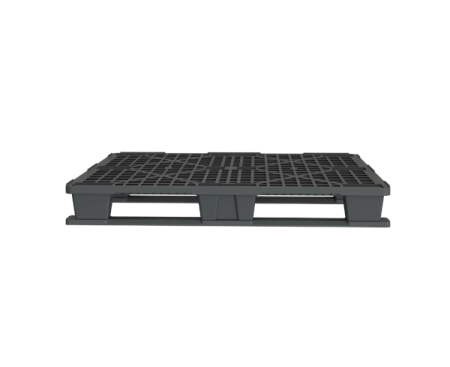 Пластиковый паллет 1200x1000x145 мм перфорированный на 3 полозьях с бортиком